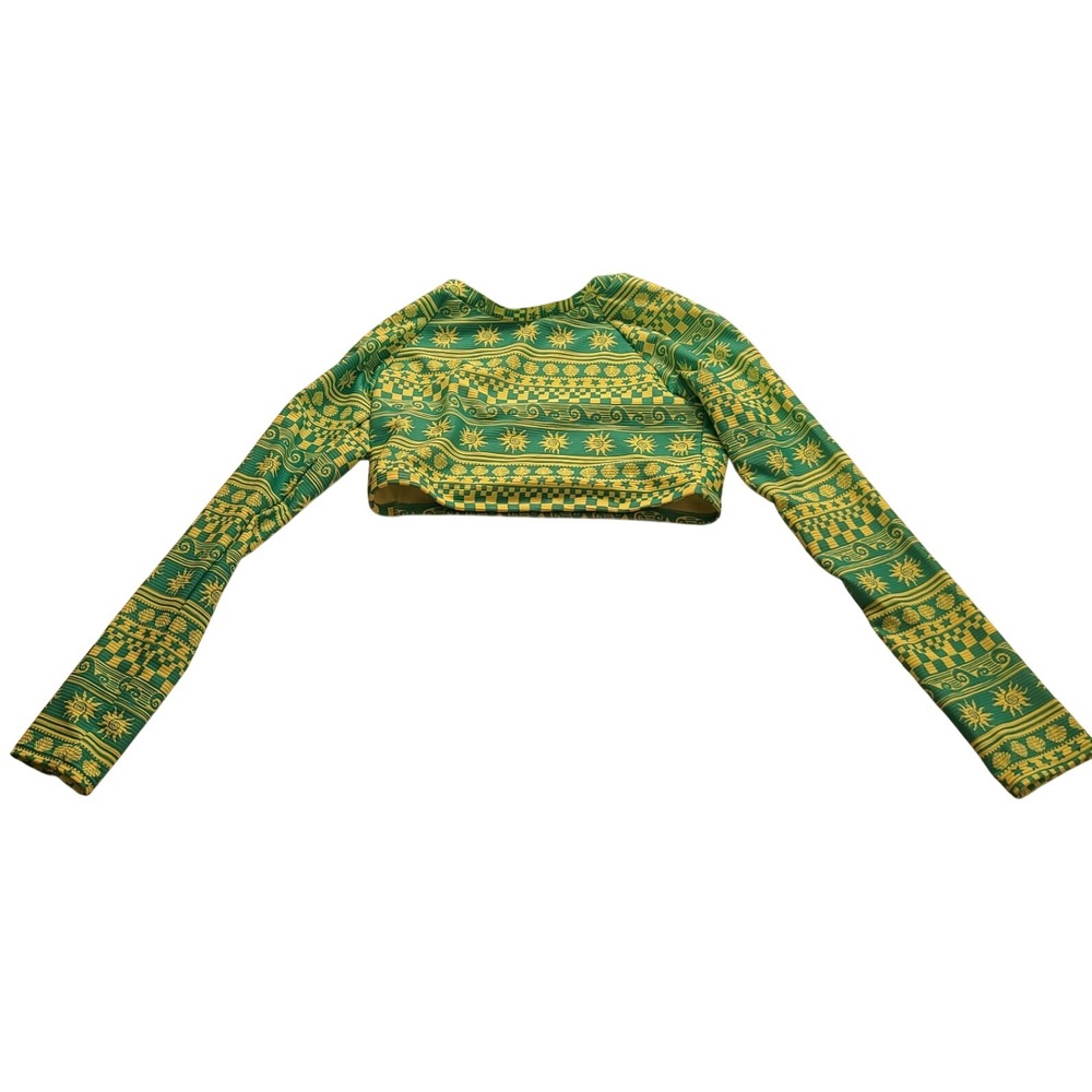 Cat & Jack Girls Rash Guard Swim Top Teal Yellow Sun Shell XXL 16/18 Sea Sun NWT